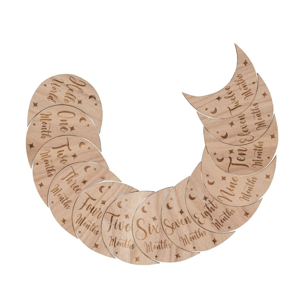 Wooden Month-by-Month Baby Milestones - Shop pregnancy pillows, nursing pillows & breastfeeding pillows online | Bellamoon